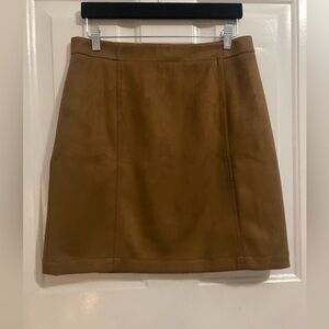 Ann Taylor-tan faux suede mini skirt